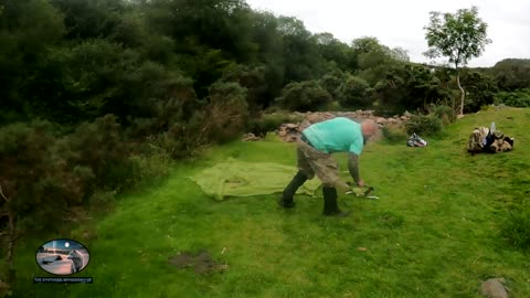 Setting up camp next to a river