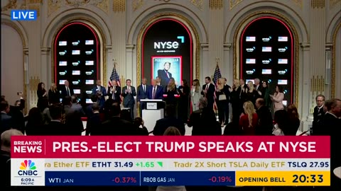 Trump rings NYSE bell, delivers remarks after being named Person of the Year.