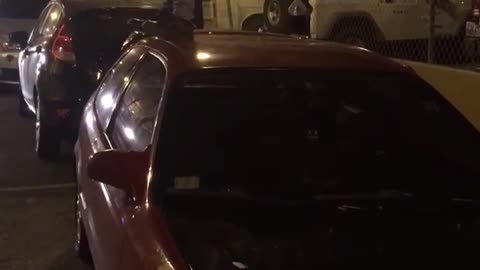 Man dents roof of car after dancing