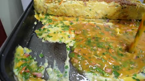 60 Eggs!! Giant Egg Roll Omelet