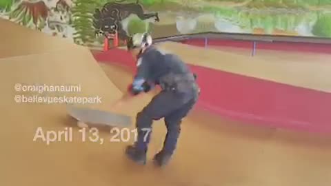 Collab copyright protection - cop drops into vert ramp fails