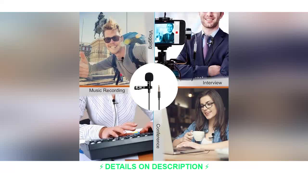 ❤ 1.5m Mini Portable Lavalier Microphone Condenser Clip-on Lapel Mic Wired Mikrofo/Microfon for Pho