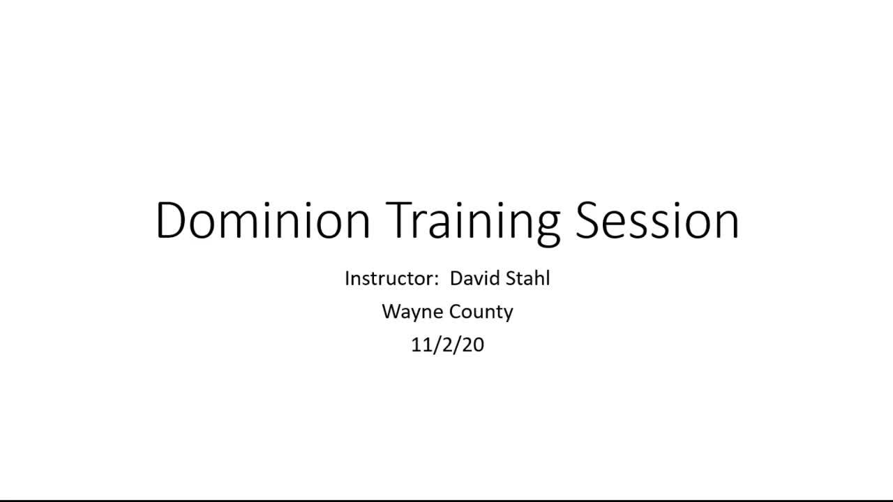 Dominion Voting Systems Contractor Training