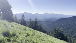 Hiking "The Sound of Music" Style Wildflower Hillside Descending Crescent Mountain – 4K