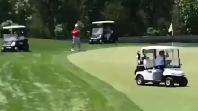 President Donald J Trump playing golf at Trump National Golf Club Bedminster