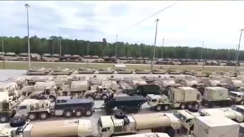 Armored vehicles stretched as far as the eye could see.