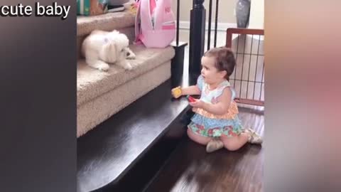 Angry cute baby lost food