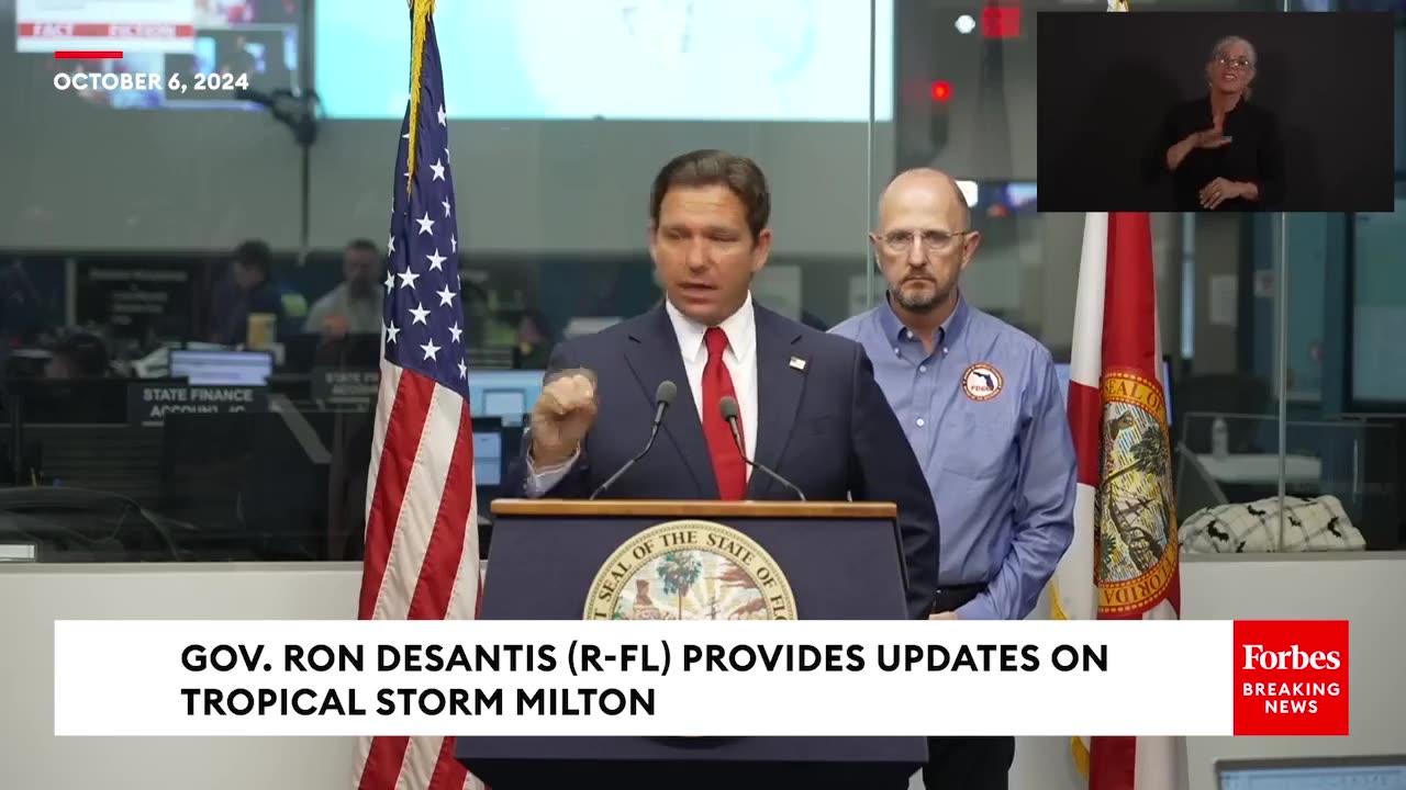 JUST IN- Florida Governor Ron DeSantis Holds Press Briefing On Tropical Storm Milton