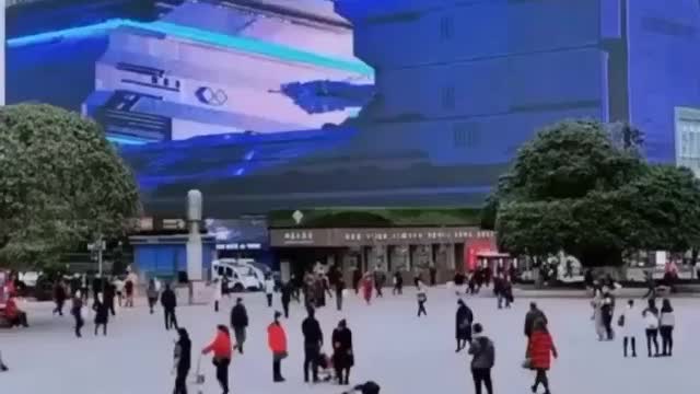 The train coming out of the building "looks real"