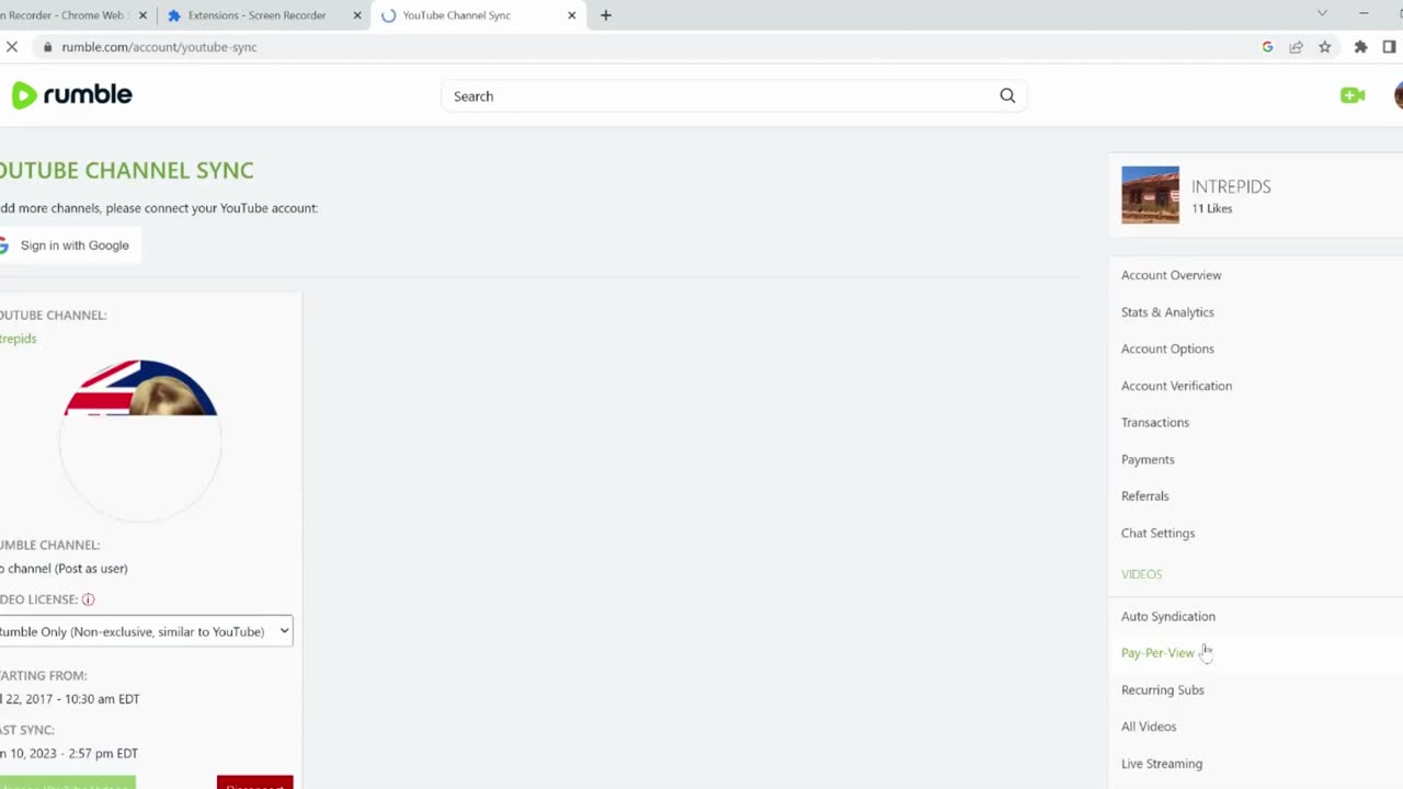 YouTube appears to block automatic sync feature for Rumble channels