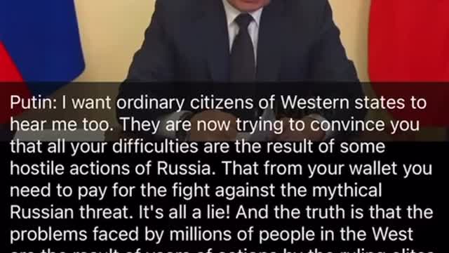 Putin Addresses the Citizens of Western Nations—They Are Being Propagandized Into Hating Russia