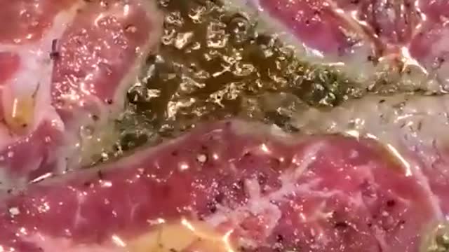Beautiful American beef fried in olive oil.
