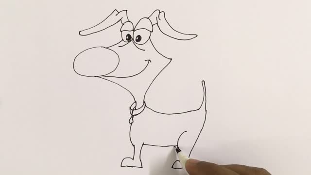 How to draw a Cartoon Dog that's Happy!