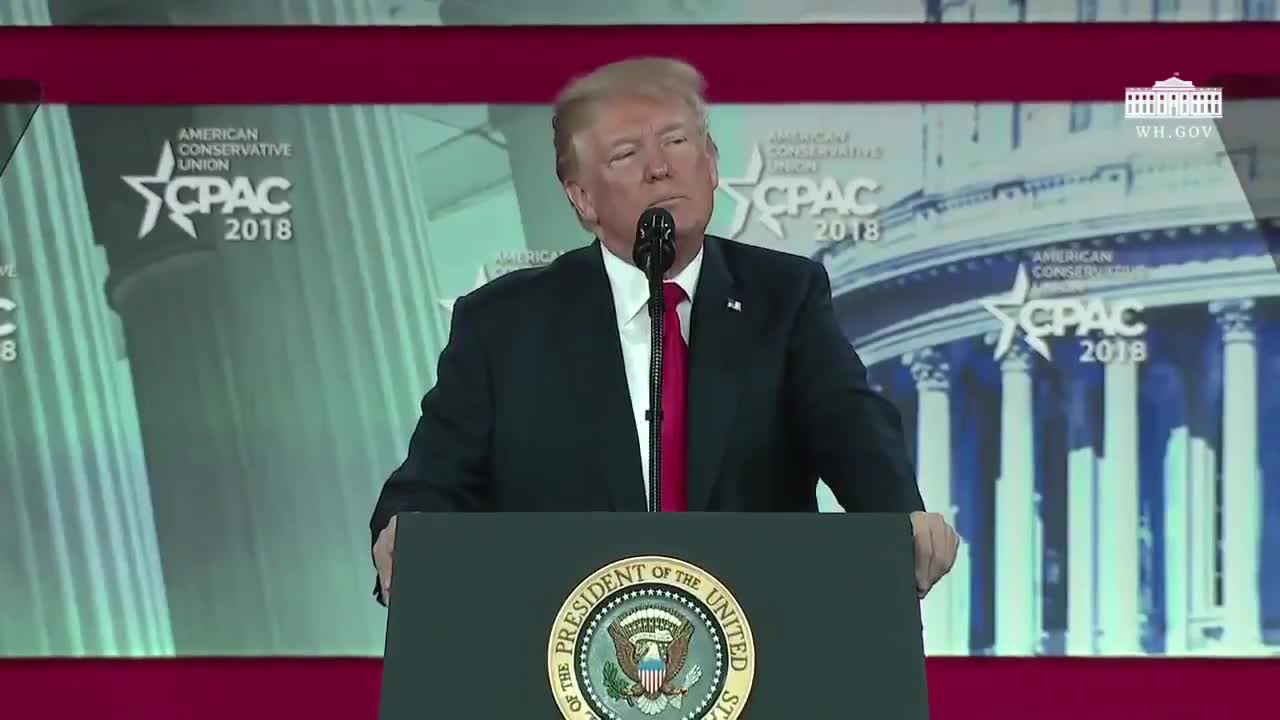 Trump at CPAC: "We salute our great American flag"