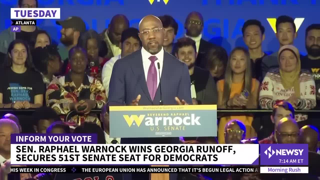 SEN. RAPHAEL WARNOCK WINS GEORGIA RUNOFF, SECURES 51ST SENATE SEAT FOR DEMOCRATS