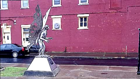 A Rainy Day at the Mothman Statue