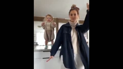 Cute Kid Dance With Mother