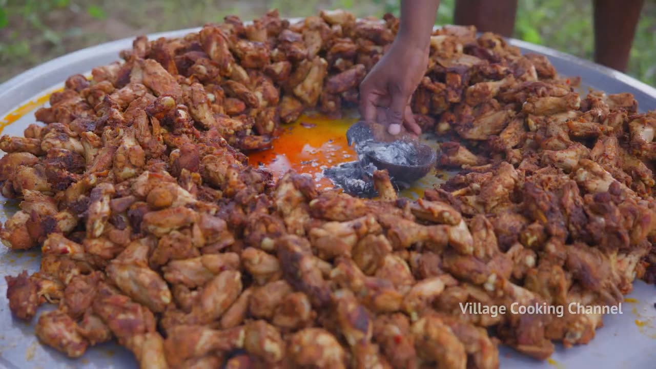 Spicy chicken wings hot sweet Chicken recipe cooking in Village spicy honey Chicken wings fry