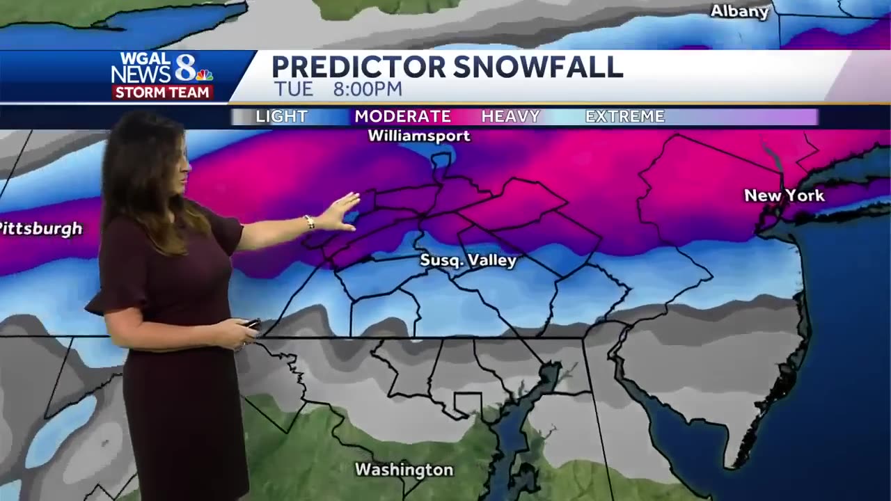 Snow forecasts for South Central Pennsylvania hourly