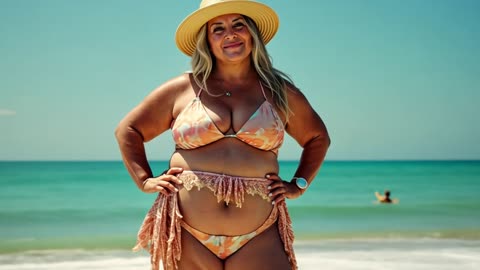 Plus Size Sexy Model In Swimsuit