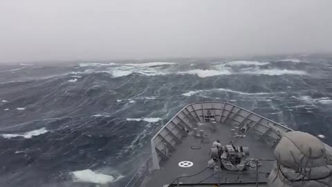 Ship in storm | warship Hit by monster.