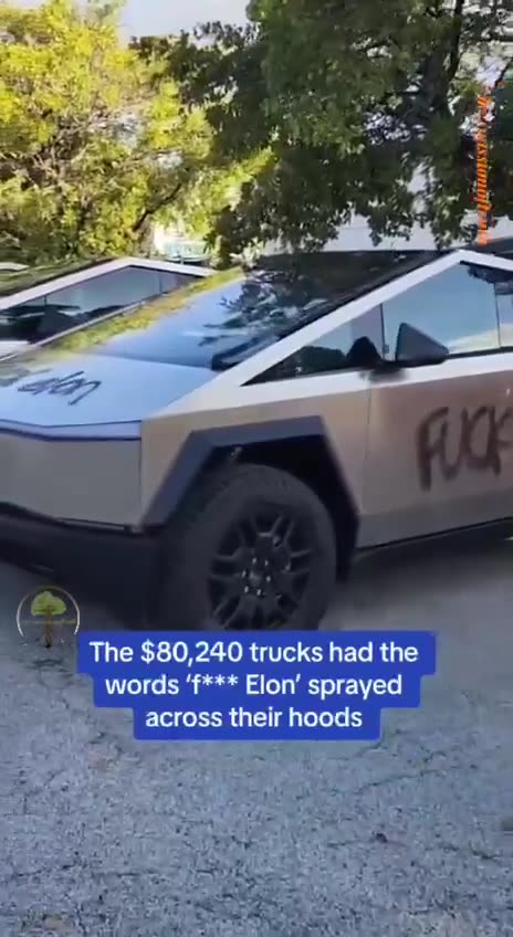 💥HA..HA..💥Looks like Elon should have made the cyber truck graffiti proof instead of bullet proof...