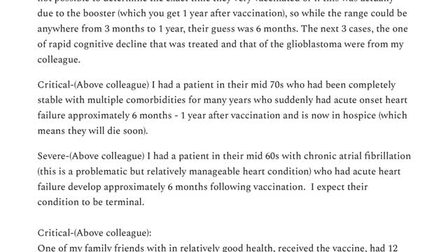 A TRUE HORROR STORY: 'A Midwestern Doctor' Meticulously Documents Covid Vaccine Injuries and Deaths