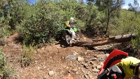 My wife woods riding on her KLX