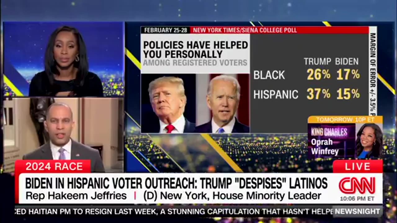 Democrat shell-shocked on air when shown poll on black and latino voters