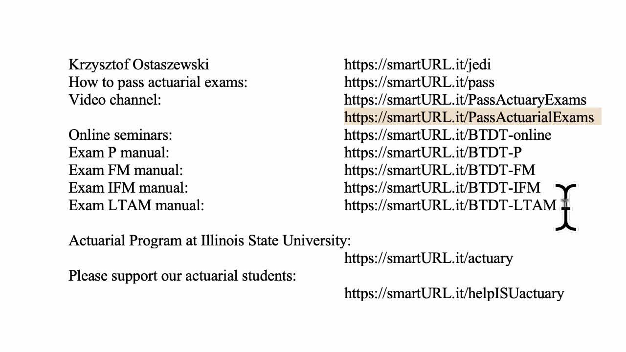 Exam FM exercise for March 1, 2022