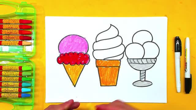 How to draw ICE CREAM / Learning to draw with kids