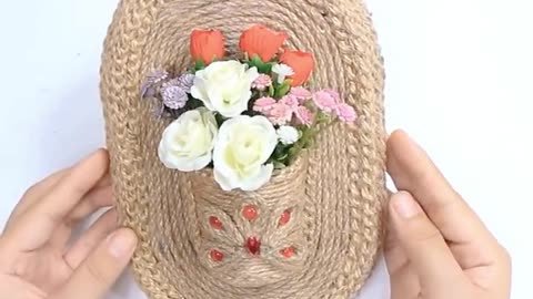 I made a small flower basket at home