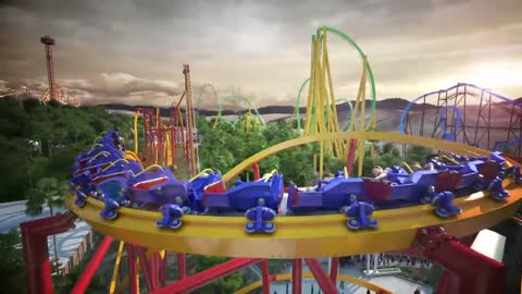 The twentieth roller coaster Wonder Woman at Six Flags Magic Mountain in California