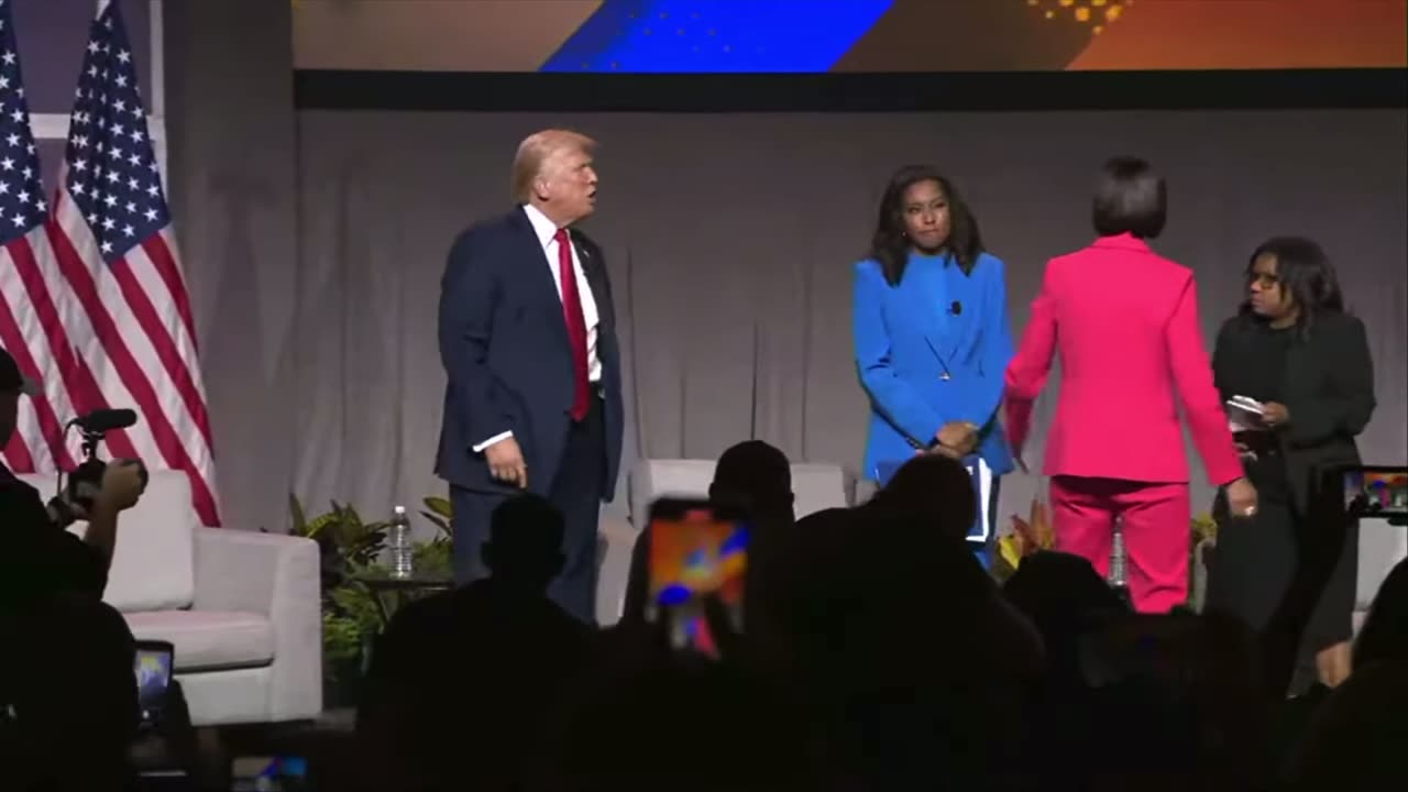 President Donald Trump speaks to the National Association of Black Journalists (NABJ) in Chicago IL