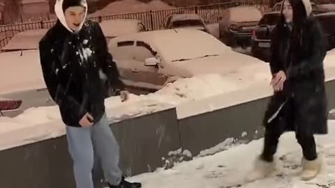 snowball fight in winter