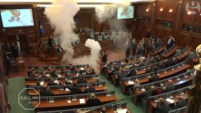 Kosovo lawmaker sets of smoke bomb in parliament