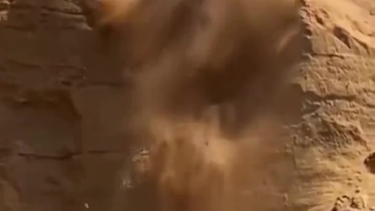 Excavator Falls Off Cliff