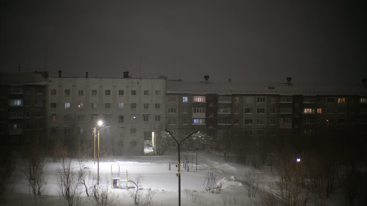 Blizzard at night in Vorkuta 8K N2