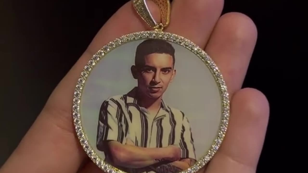 Custom Made Real Gold Memorial Picture Pendant