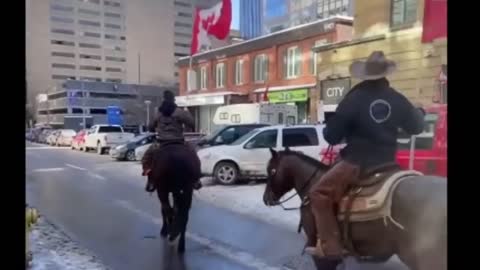 Protesters Arriving In Ottawa On Horseback!