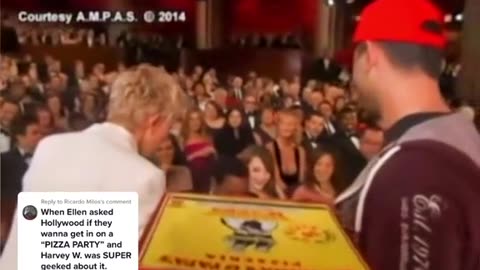 Ellen: Remember: Pizza at Awards show... in our face.