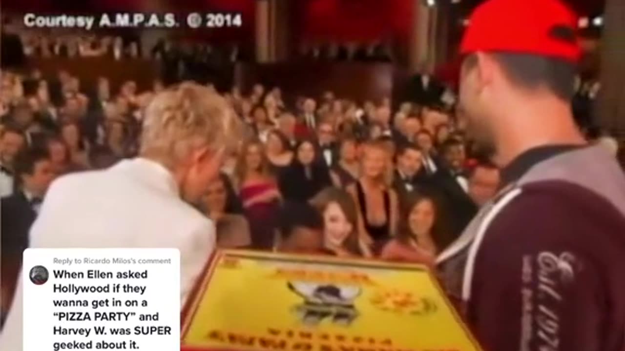 Ellen: Remember: Pizza at Awards show... in our face.