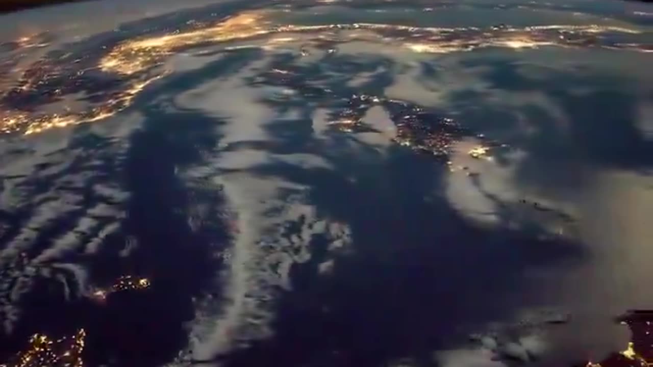 Earth at night viewed from space.