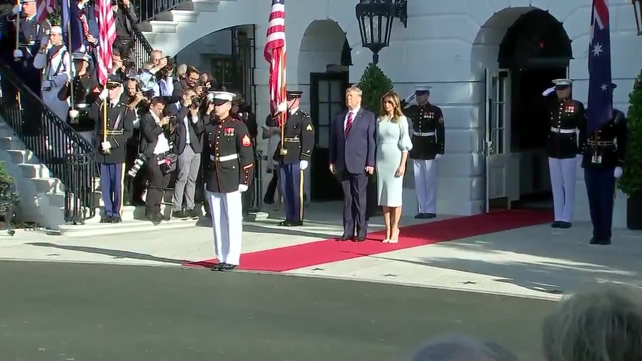 Trump and Melania greeting Australia Prime Minister Scott Morrison