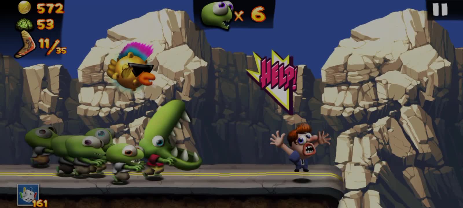 Playing a match with the zombie bird unlocked in the game Zombie Tsunami (STYLE BOMB).