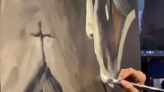 Christian Artist paints glorious portrait of DJT at CPAC