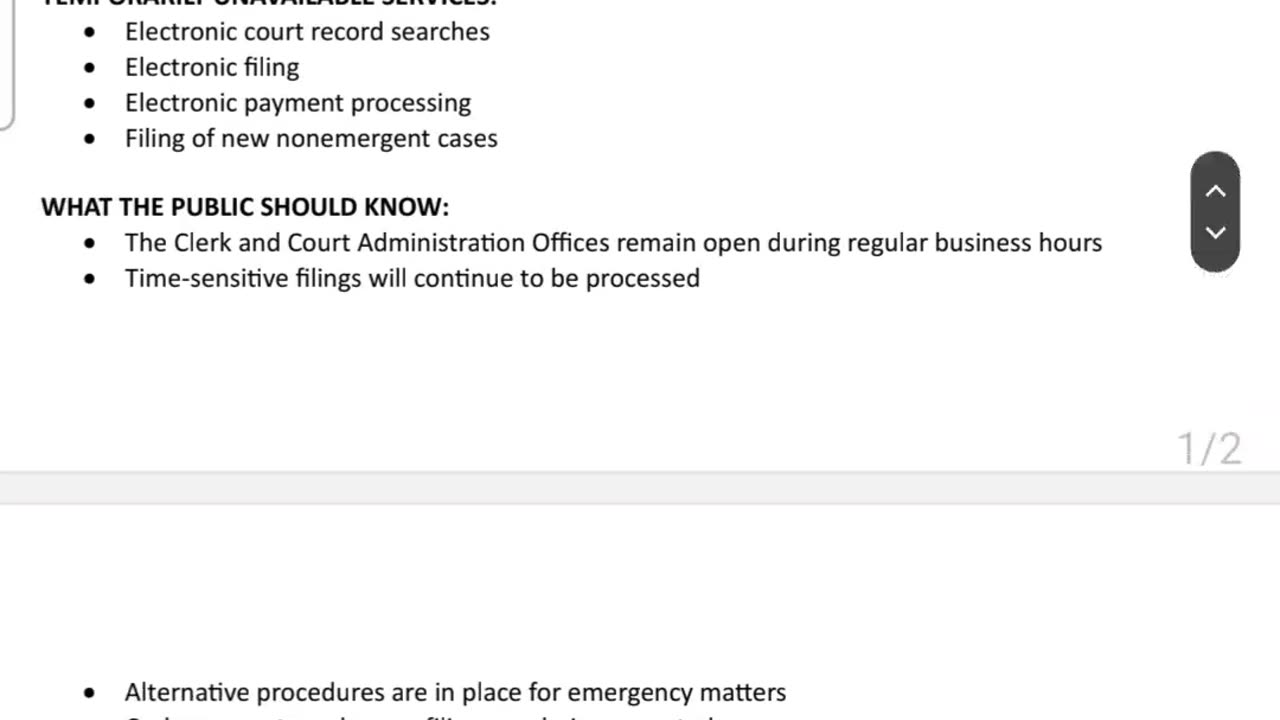 WASHINGTON State courts computers systems down.