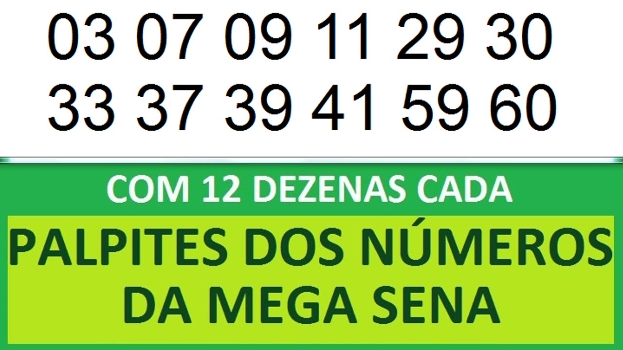 PALPITES DOS NÚMEROS DA MEGA SENA COM 12 DEZENAS ga gb gc gd ge gf gg gh gi gj gk gl