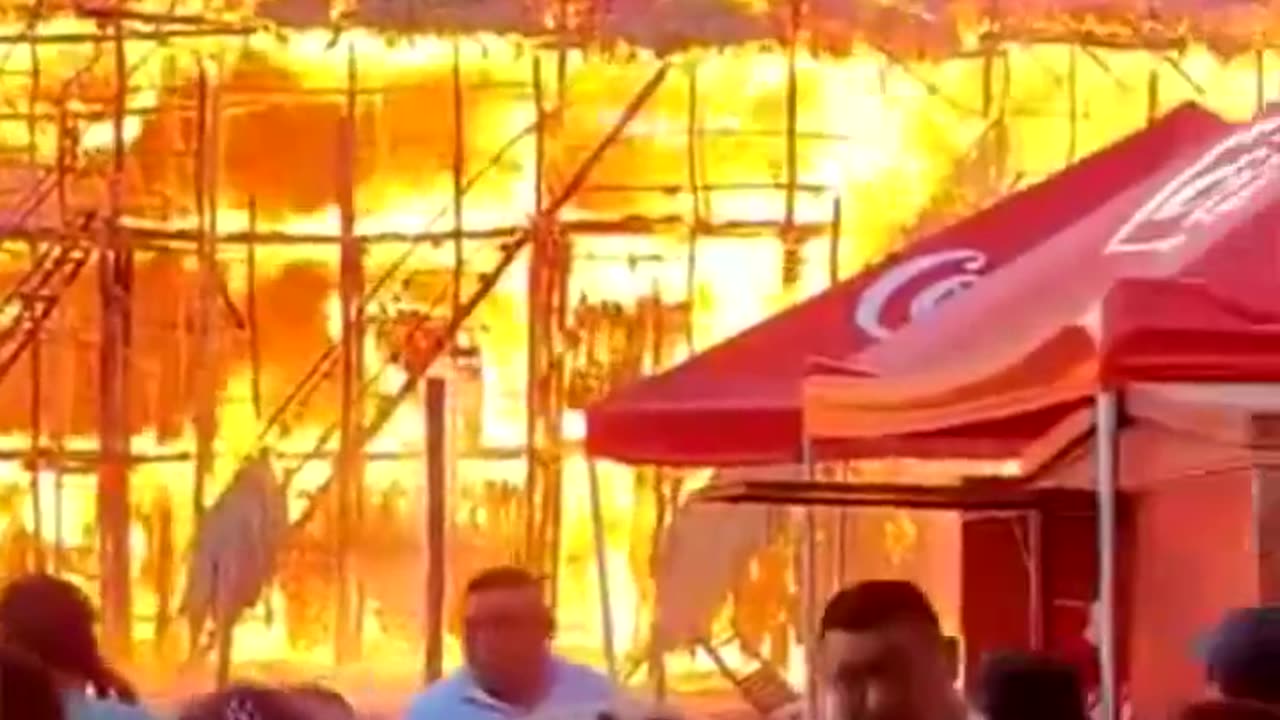 Massive fire at artisanal bullring in Panabá, a town in Yucatan, Mexico