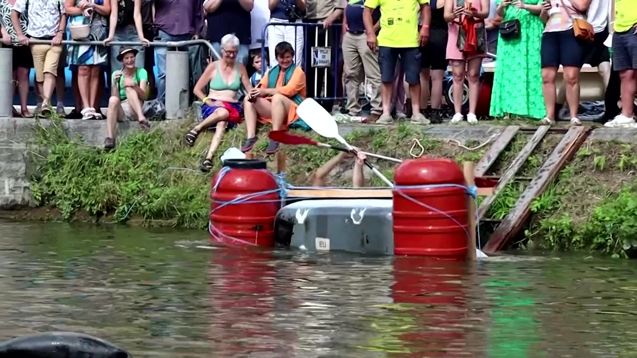 Floating bathtubs battle it out in a colorful Belgian regatta